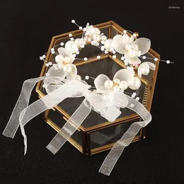 Charm Armbänder Perle Handgelenk Blume für Mädchen Brautjungfer Hochzeit Schnürung Hand Braut Prom Zubehör Tanzen Party Dekor EA