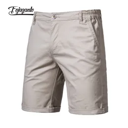 Men's Shorts FOJAGANTO Summer Cotton Solid Color High Quality FivePoint Casual Business Social Straight Male 230731