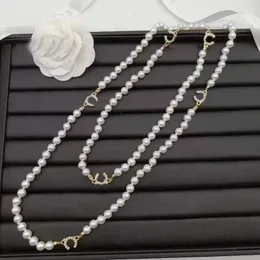 Designer collana di perle catena girocollo in cristallo placcato oro 18 carati pendenti a doppia lettera collane in acciaio inossidabile regalo di gioielli da sposa da donna di lusso