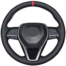 Toyota Camry 2018-21 Corolla 2020-21 Rav4 Avalon 2019-21 Black Leather Interior Accessories2812 용 Diy Seed Steering Wheel Cover