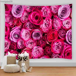 Teppiche Schöne Blumen Tapisserie Wandbehang Rose Blume Hintergrund Wandtuch Böhmische Tapisserie Home Room Decor Teppich Wandteppiche R230731