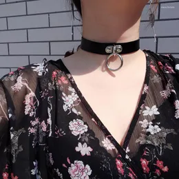 Braccialetti con ciondoli Punk Pu Leather Big Choker Collana con grande cerchio da donna NeckWrist Wear Multi-purpose Funky Chockers Collares Bracelet