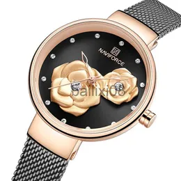 Diğer Saatler Lüks Brand Naviforce Ladies Fashion Creative 3D Rose Women Business Wrist Saatler Su Geçirmez Saat Relogio Feminino 2019 J230728