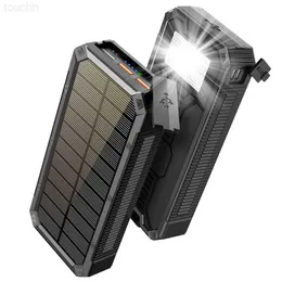 Cell Phone Power Banks PD 18W Fast Charging Solar Power Bank 30000mAh For iPhone 13 Xiaomi Powerbank External Battery Waterproof Poverbank with Light L230731