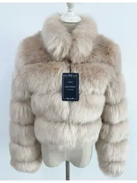 Futra kobiet sztuczne futro Zadorin Nowa moda Krótka zima Faux Fur Płaszcz Kobiety luksusowe stojaki futra kołnierz grube futrzane kurtka faux futro ucięte top HKD230727