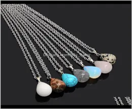 Women Pendants Necklace Silver Chain Stainless Steel Jewelry Natural Stone Statement Rose Quartz Healing Crystal Jgt4X I47Px6418823
