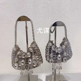 Shiny and Ineffective Sequins Handmade Woven Dumplings Banquet Tassels Metal Beads Mobile Phone Underarm Crossbody Bag 230731