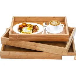 Kahvaltı Tepsileri Bambu Ahşap Tepsisi Japon Ekmek Atıştırmalıkları Masif Ahşap Ev Kung Fu Çay Set Su Kupası Tabağı El Tabakları Ev Mutfak Su DHW3A