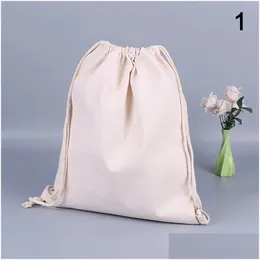 Packing Bags Reusable Cotton Muslin Bag Canvas Dstring Pouch Gift Jewelry Packaging Drop Delivery Office School Business Industrial Otp5L