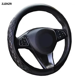 PU Leather Auto Steering Wheel Cover Cover Bus Truck Actors 36 38 40 42 45 47 50 CM 3D Dististant Wear Deling1217U
