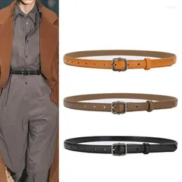 Belts Leather Belt For Women Square Buckle Pin Jeans Black Chic Ladies Vintage Strap Female Waistband