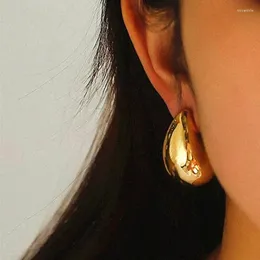 Stud Earrings Stainless Steel Gold Color Water Drop For Women Metal Smooth Ear Simple Trendy Jewelry Gifts Commute 2023