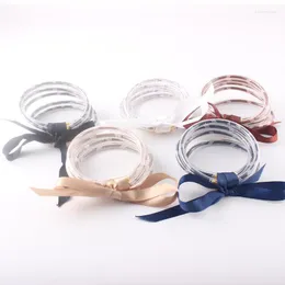 뱅글 5pcs/세트 젤리 가죽 팔찌 여성 실리콘 우정 Pulseras de Hombre y Mujer