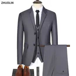 Mens Suits Blazers Men 3 Pieces Elegant 2 Set Luxury Wedding Business Vest Pants Blue Coats Formella jackor Korean 230731