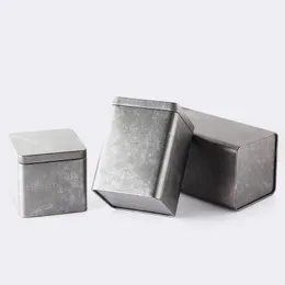 50st. Användbara fyrkantiga järnte Caddy Plain Metal Candy Boxes förvaringsburk 90*90*85mm