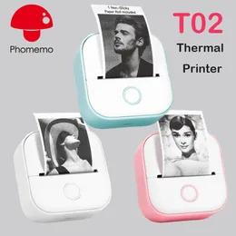 Phonemo T02 휴대용 미니 열 라벨 사진 작업 실수 모바일 블루투스 연결 프린터 203dpi