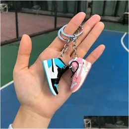 Keychains Lanyards Creative 3D Mini Basketball Shoes Stereoscopic Model Sneakers Enthusiast Souvenirs Keyring Car Backpack Pendant G Otxjs