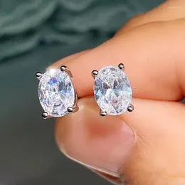 Kolczyki stadnorskie Huitan Oval Cubic Zirconia dla kobiet biały/różowy/żółty CZ minimalistyczny prezent Prosty elegancka modna biżuteria