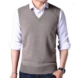 Men's Vests 2023 Arrival Solid Color Sweater Vest Men Cashmere Sweaters Wool Knitting Pullover Male Brand V-Neck Sleeveless A142