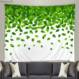 Mattor 3D Gröna blad Tapestry Tropical Plant Wall Hanging Farmhouse Home Decor Tapefries Trabelduk Bäddsuppspänning Tenturmatta R230731