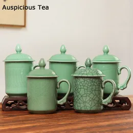 Tumblers 450 мл Longquan Celadon Высокоэтапная высокая пропускная способность Heamtresatant Ceramics Mugs ручной работы ручной работы