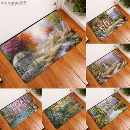 Tapetes Pintura a óleo vintage impresso 40*60 tapete de entrada de cozinha tapete de veludo coral capacho tapetes de chão interno tapete antiderrapante tapis r230731