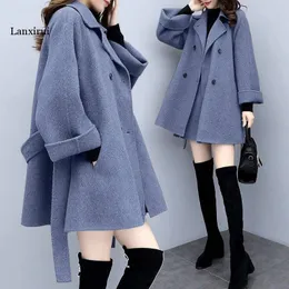 Kvinnor blandar Autumn Spring Long Sleeve Wools Jacket Coat Women Outwears Solid kjolar Suit 2 Pieces Set Suits 230729