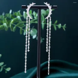Dangle Küpeler Soramoore Moda Yüksek Kaliteli Diy Uzun Kristal Püskül Kadınlar İçin Düğün Damlası Küpe Mücevher Hediyeleri