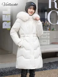Women's Fur Faux Fur Vielleicht 2023 Korean Fashion Down Cotton Hooded Winter Jacket Women All-Match Mid-Length Cotton Women Fur Collar Parkas Coat HKD230727