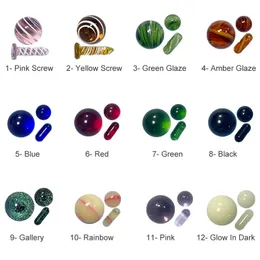 QuartzPro 12 colori Terp Slurper Marmo Accessori Set per Quartz Banger / 6mm Perle rotanti Perle di vetro per Auto Spinner Banger