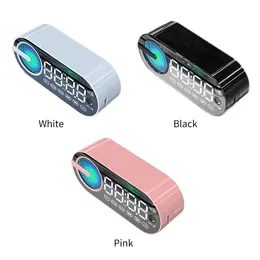 stereo digital display music listening bluetooth compatible speaker with tf card slot multifunctional radio alarm clock outdoor sports mobile portable speaker