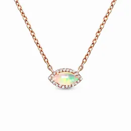 البيع الساخن من S925 Sterling Silver Devil's Eye Australian Gem Opal Pendant Rose Gold Necklace Necklace Female