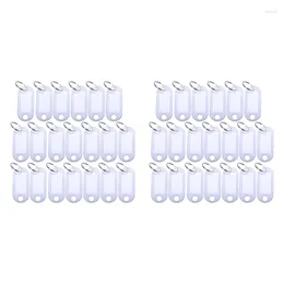 Chaveiros porta-chaves de plástico branco portátil com etiquetas de identificação 40 peças