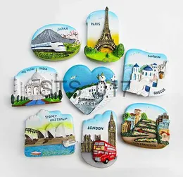 Kühlschrankmagnete BaliGriechenland Paris Japan London Sydeny Amerika Länder auf der ganzen Welt Tourismus 3D-Harz-Stereo-Kühlschrankmagnet-Dekor x0731