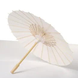 Simple Blanc Bambou Papier Parapluie Parasol Danse De Mariage Décor De Fête De Mariée Nuptiale De Mariage Parasols Papier Blanc Parapluies 100 pcs