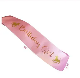 Luxury Prom Queen King Sash Personlig firande Satinband Sashes With Print Crown för Birthday Hen Night Pageant Partyzz