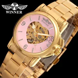 Altri orologi Brand Winner Watch Orologi da donna a forma di cuore Scheletro Luxury Gold Full Steel Orologi da polso meccanici automatici Reloj Mujer 2020 J230728