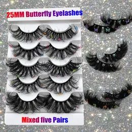 Falsche Wimpern Faux Mink Long 25mm Butterfly Fake Lashes With Diamonds Christmas Party Eyelash Butterflys