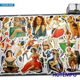 50pcs sexy bellezza retro abbastanza gamba larga calza signora ragazza telefono laptop adesivi per auto pacchetto per fai da te bagagli chitarra skateboard adesivo C314Z