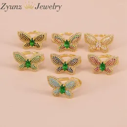 Cluster Anneaux 5 PCS Couleur Incrusté Zircon Papillon Coréen Bijoux De Mode Partie Dainty Girl's Exagéré Accessoires Pour Femme