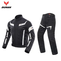 Duhan Men Motorcykeljacka+ Pants Breatble Racing Jacket Moto Combinations Riding Clothing Set, D-06 245T