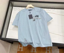 Męskie koszulki projektant 2023SS bawełniany lina T-shirt Wzór narzędzie tylną niebieską literę okrągłą szyję pullover krótkie rękaw E4BR