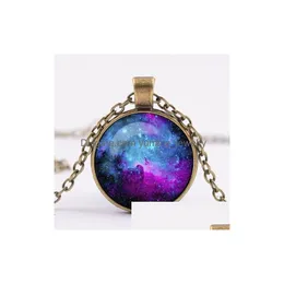 Pendant Necklaces Beautif Galaxy Neba Necklace Glass Cabochon Space Pendants Sier Color Chain Women Statement Jewelry Wonderf Gifts Dr Dhleu