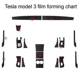 Dla Tesli Model 3 Model X S Wewnętrzny centralny panelu sterowania Ustanowienie Drzwi do drzwi węglowych naklejki naklejki