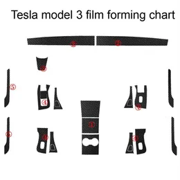 For tesla model 3 model X S Interior Central Control Panel Door Handle Carbon Fiber Stickers Decals Car styling Accessorie277b