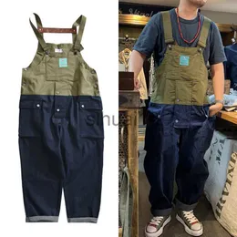 Erkekler Kot Men Giyim 2022 Bib Tulum Pantolonlar Erkek Kargo İş Pantolon Fonksiyonel Çoklu Cepler Denim Pantolon Tulunma Erkek Kot J230728