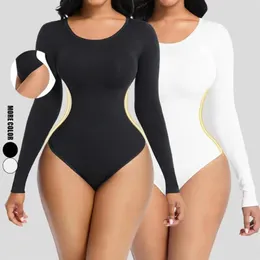 Intimo elasticizzato e modellante da donna Fajas Colombianas Sexy Collo Body Manica lunga Perizoma Shapewear Donna Tummy Control Body Shaper Bodycon Tuta
