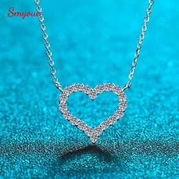 Strands Strings Smyoue 2CT Pass Tested Heart Necklace for Women S925 Silver Plated Platinum Simulated Diamonds Pendant Birthday Gift 230729