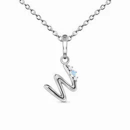 Heißer Verkauf S925 Sterling Silber Buchstabe W Mondlicht Stein Anhänger Halskette frauen Kleine Design Mode Schmuck