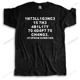 Camisetas masculinas de algodão de alta qualidade camisetas masculinas de verão soltas e legais camisetas Science Hawking Nerd Geeg tamanho maior Homme camiseta com decote em O Plus